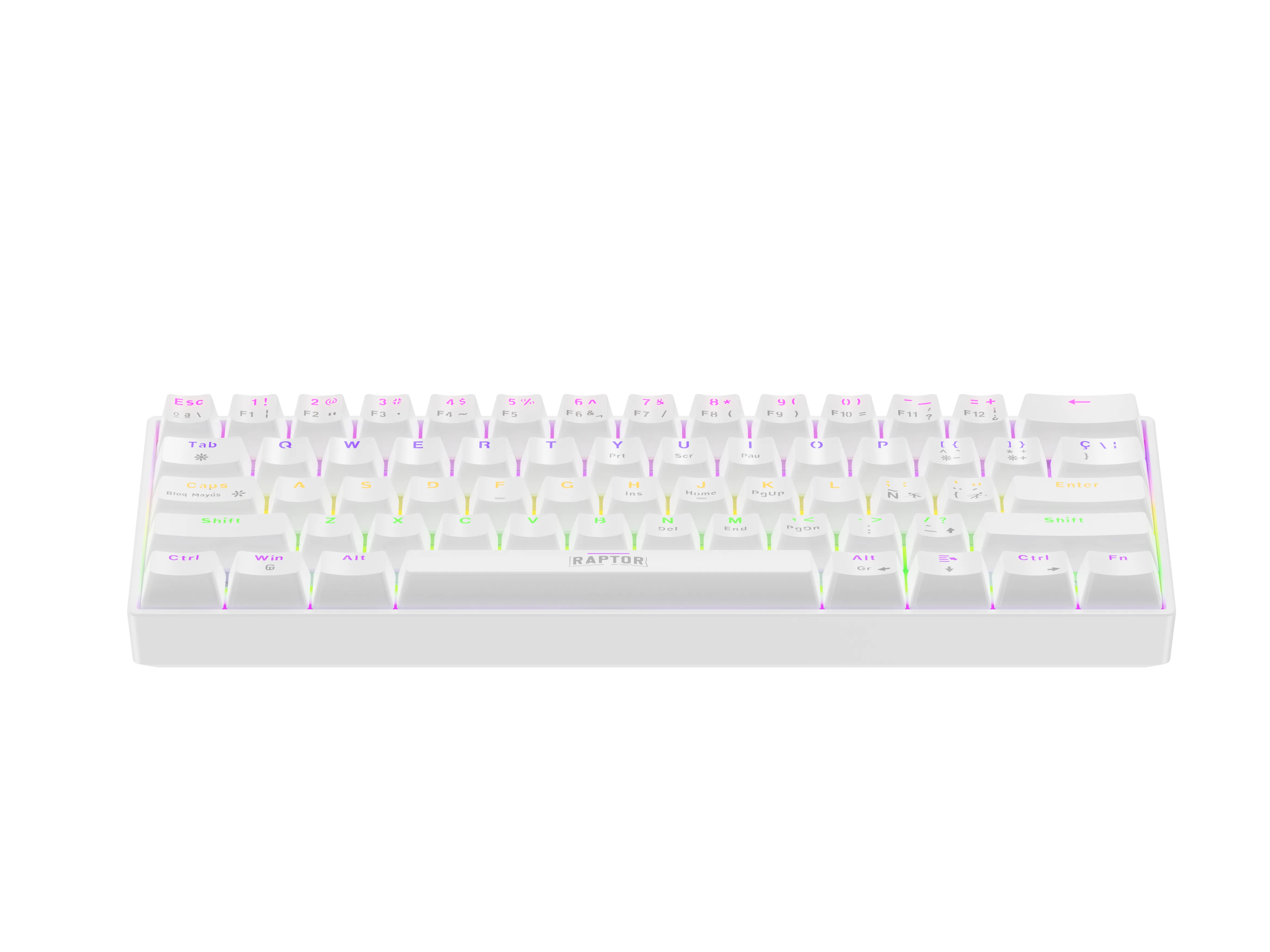 Combo Gamer Raptor Teclado Mecanico 68 Teclas White + Mouse Rgb 8000dpi White + Mouse Pad S