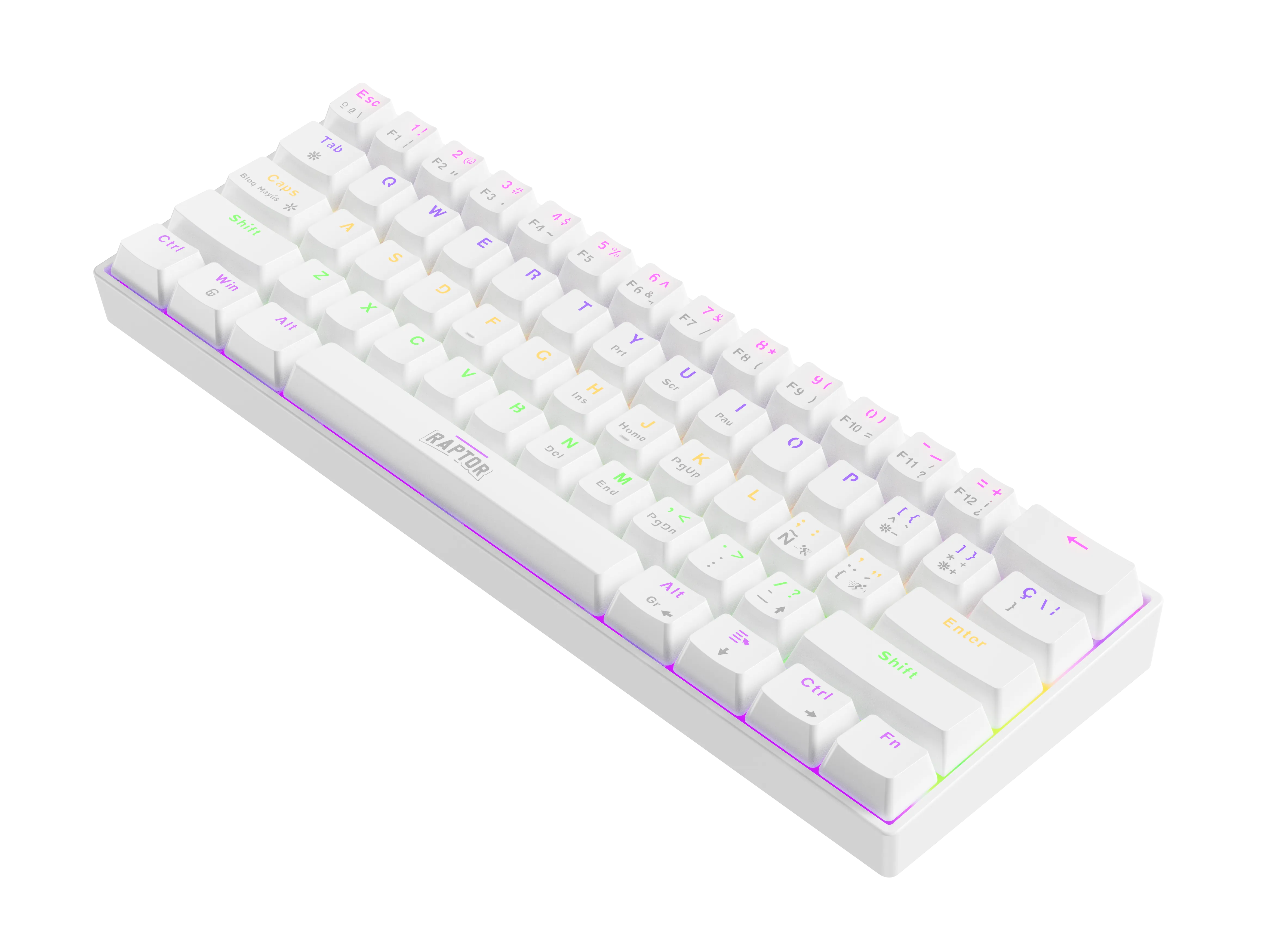 Combo Gamer Raptor Teclado Mecanico 68 Teclas White + Mouse Rgb 8000dpi White + Mouse Pad S