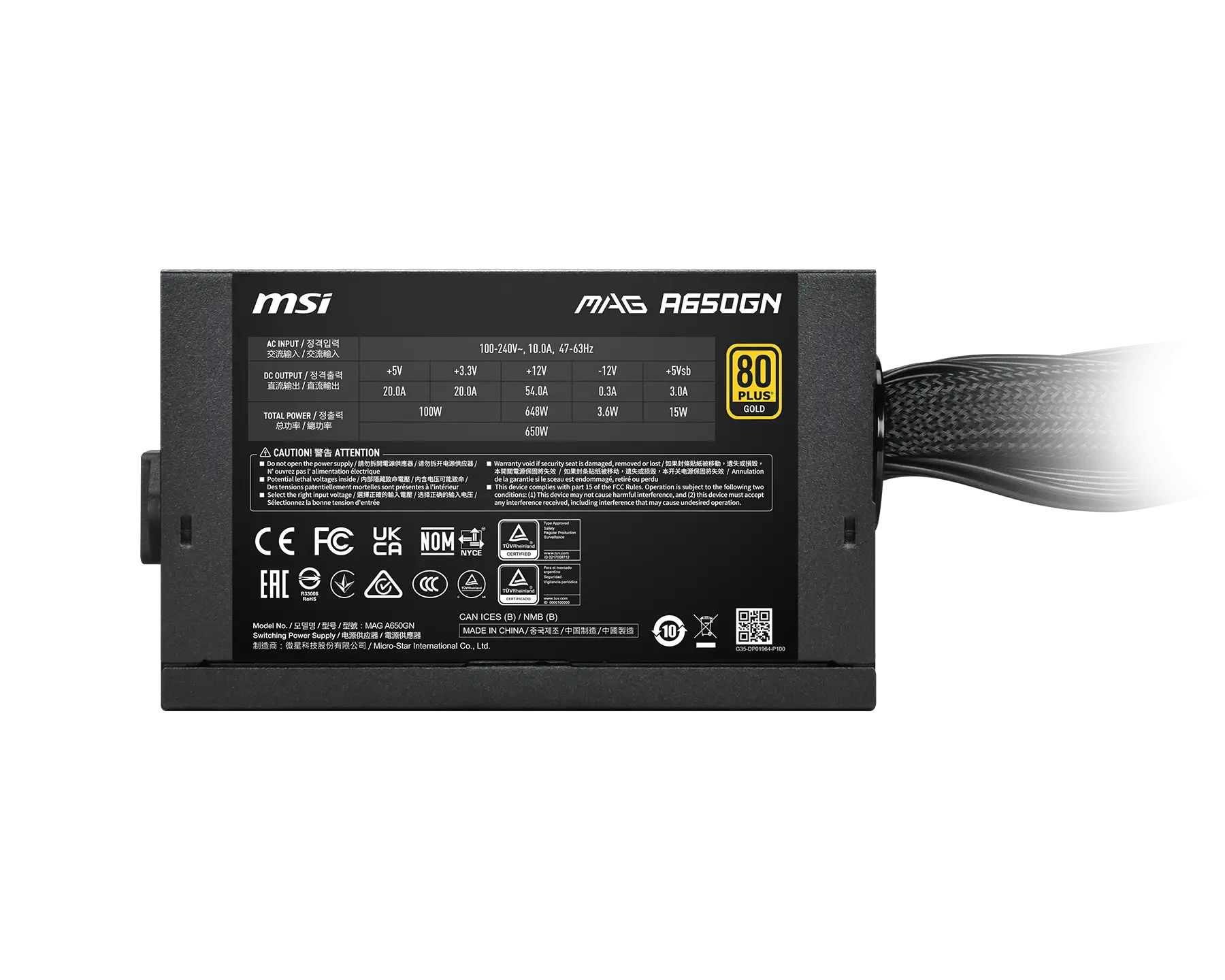 Fuente Msi Mag A650gn Ii 650w 80 Plus Gold