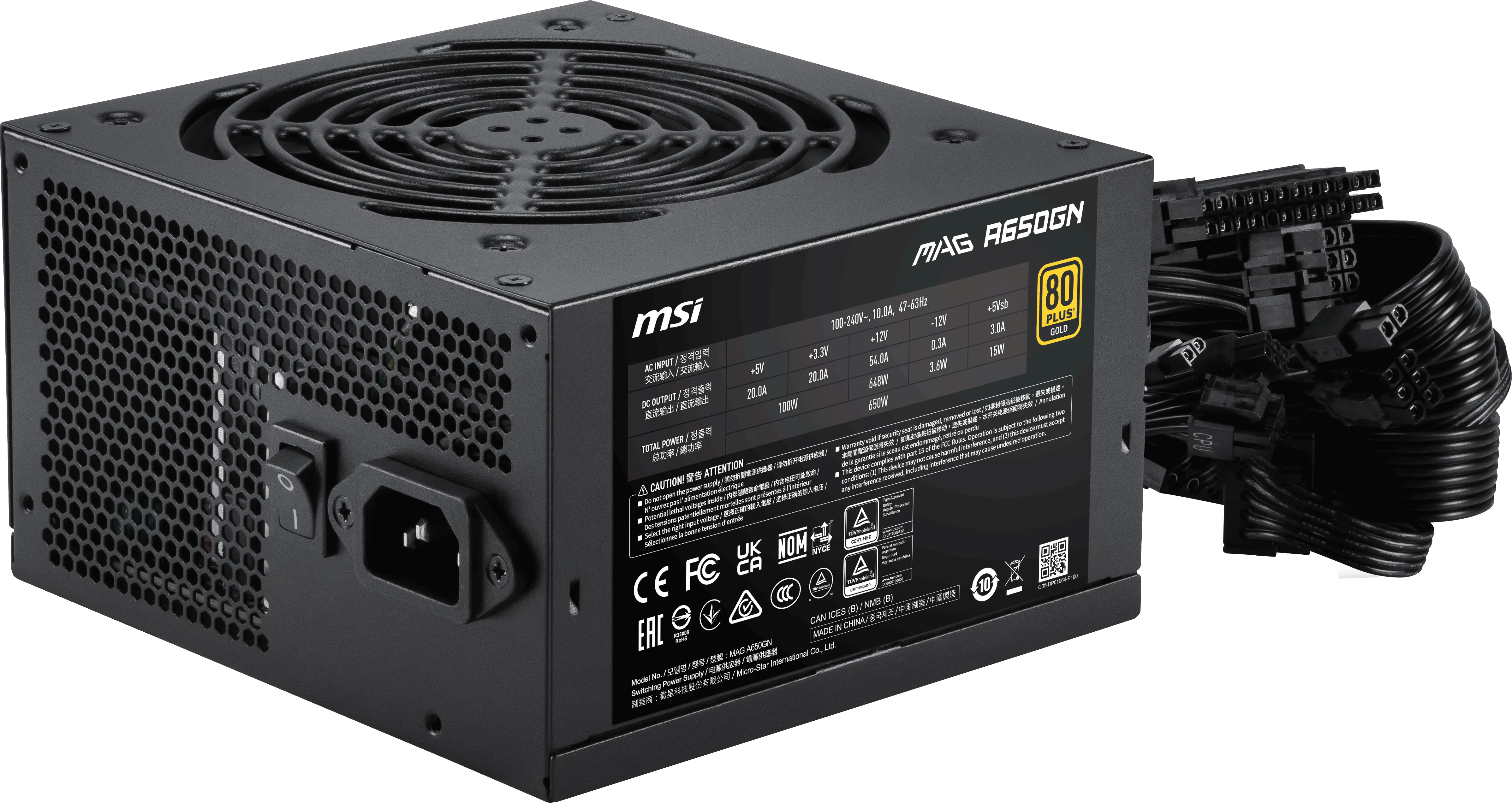 Fuente Msi Mag A650gn Ii 650w 80 Plus Gold
