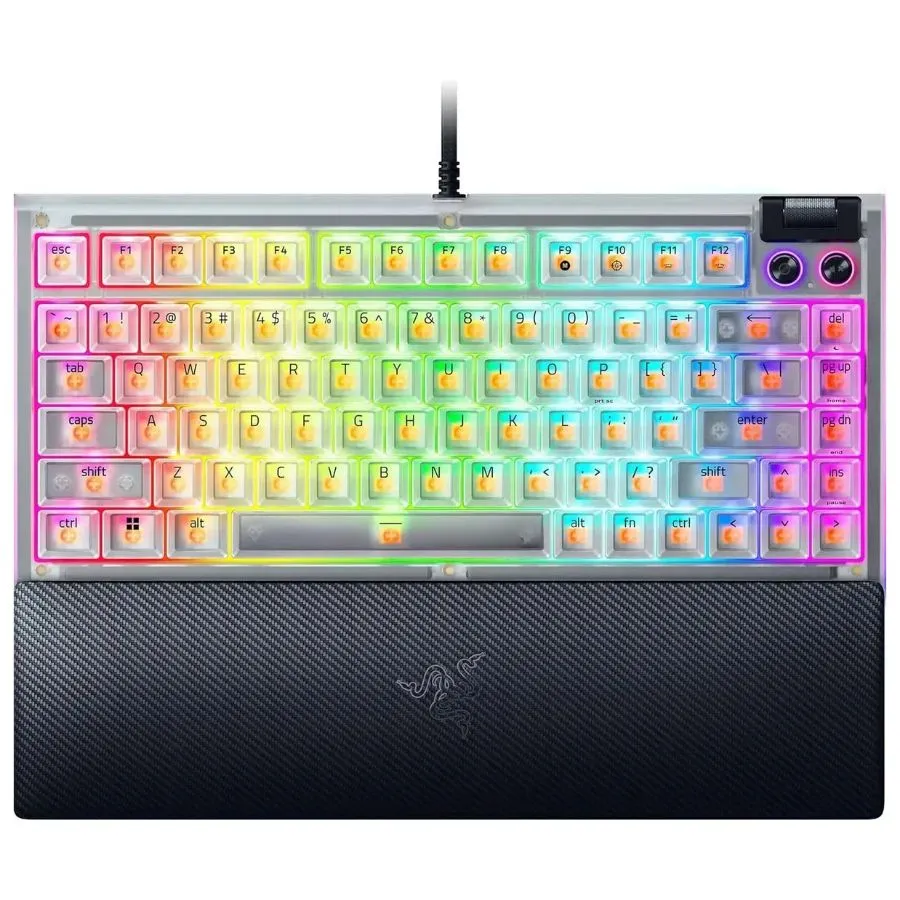 TECLADO MECANICO GAMER RAZER BLACKWIDOW V4 75-POR-CIENTO PHANTOM WHITE HOT-SWAP