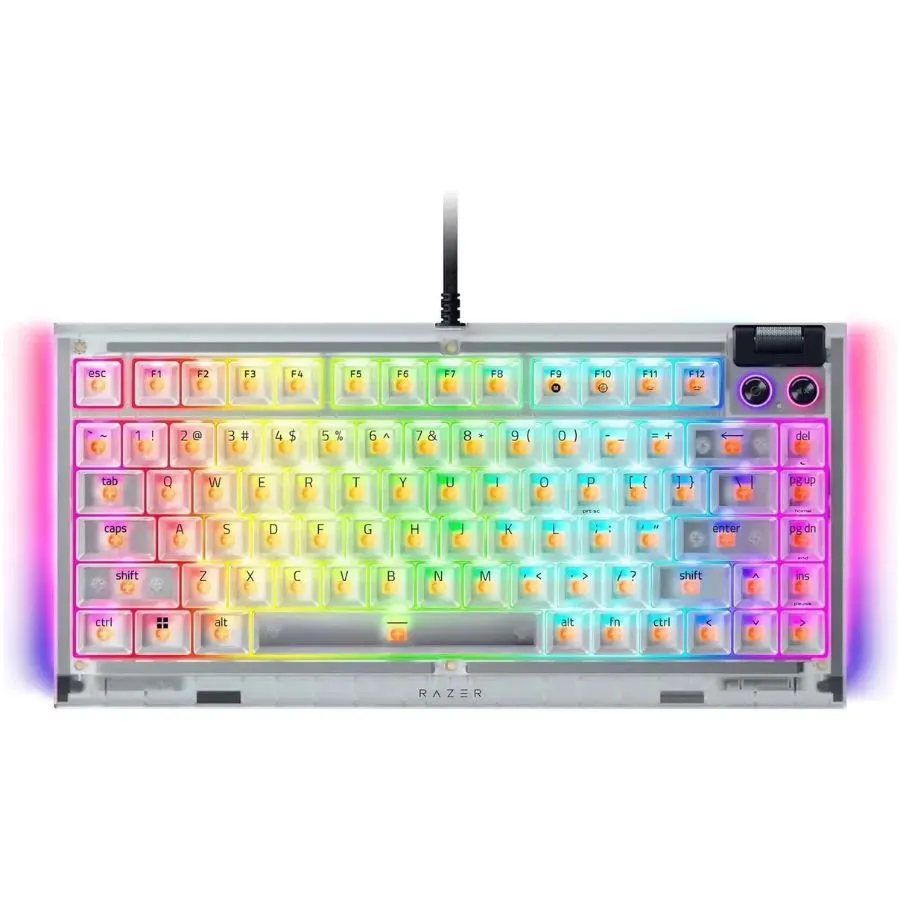 Teclado Mecanico Gamer Razer Blackwidow V4 75-por-ciento Phantom White Hot-swap