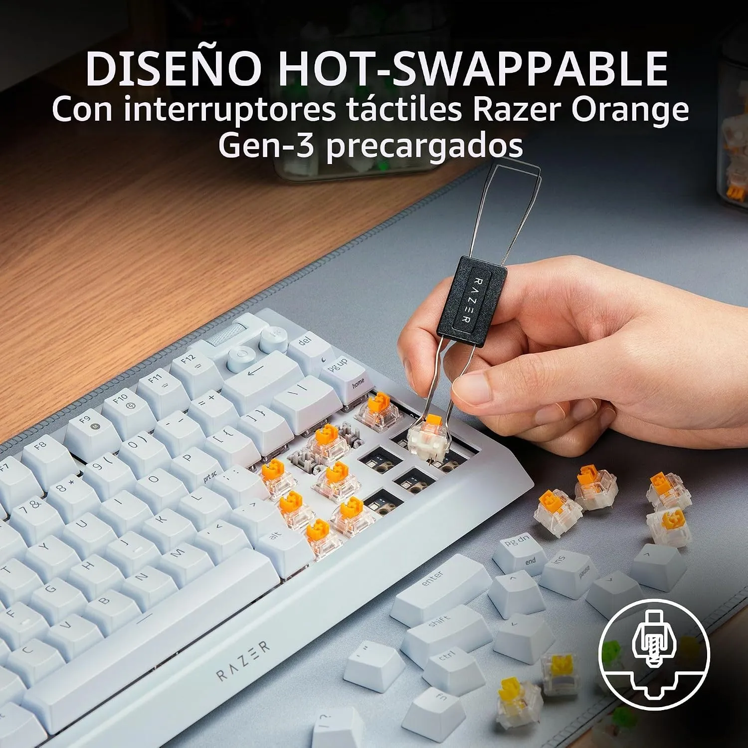 Teclado Mecanico Gamer Razer Hot-swap Blackwidow V4 75-por-ciento White
