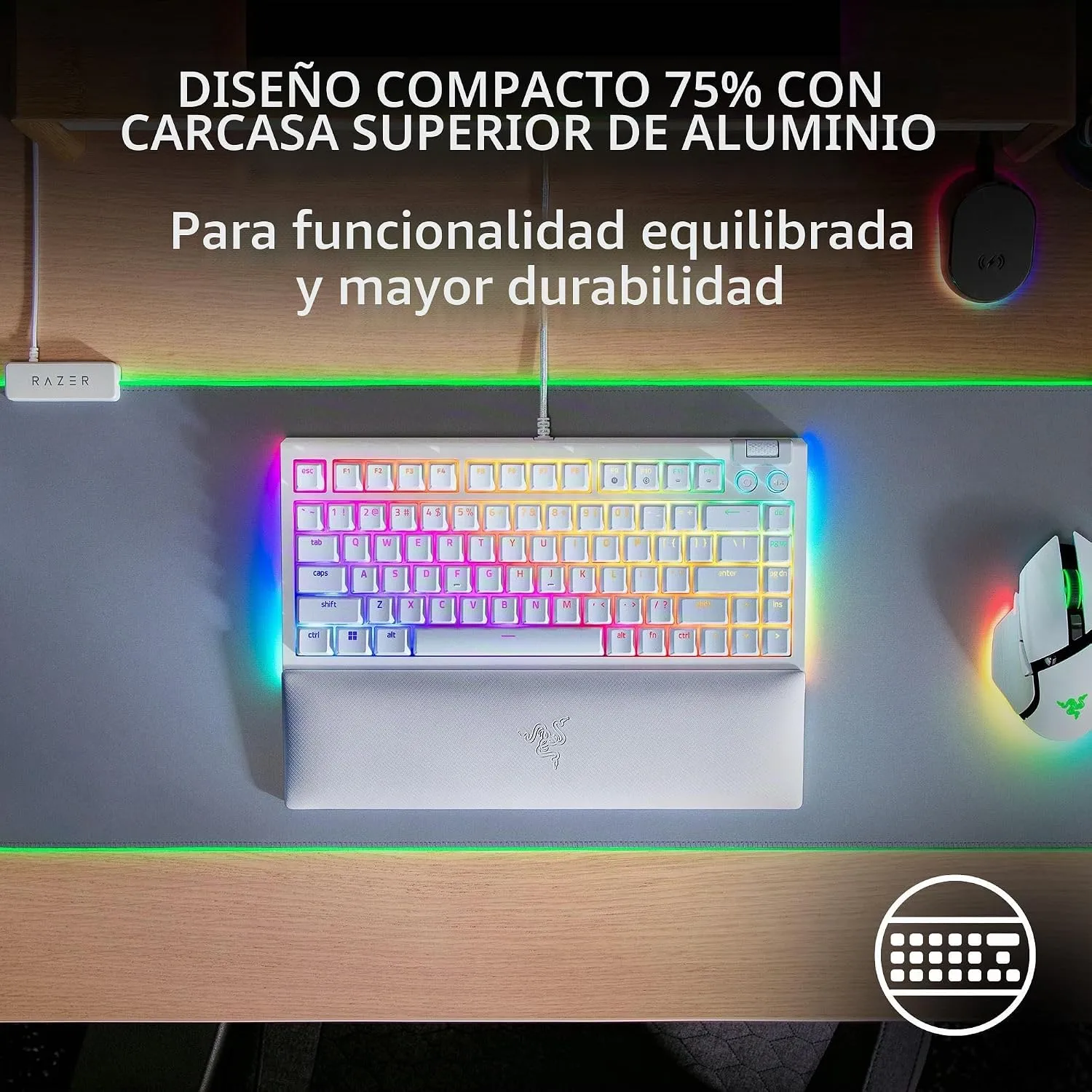 Teclado Mecanico Gamer Razer Hot-swap Blackwidow V4 75-por-ciento White