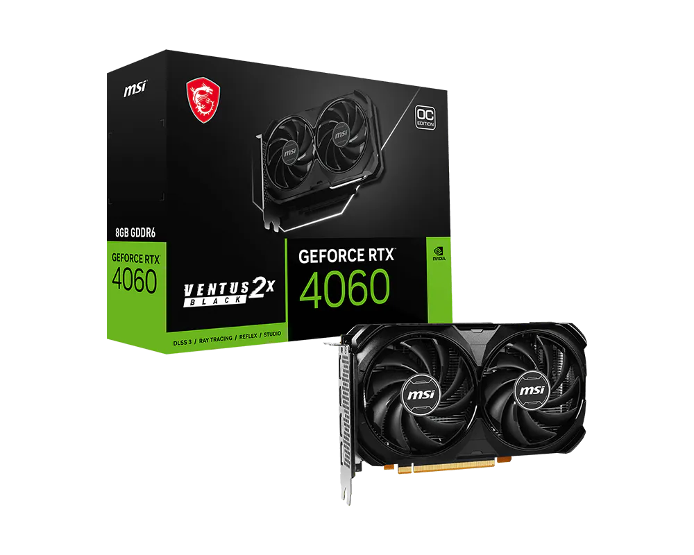 Placa De Video Msi Geforce Rtx™ 4060 Ventus 2x Black 8gb Oc