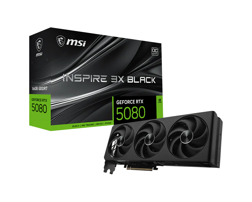 PLACA DE VIDEO MSI GEFORCE RTX™ 5080 16GB INSPIRE 3X OC BLACK