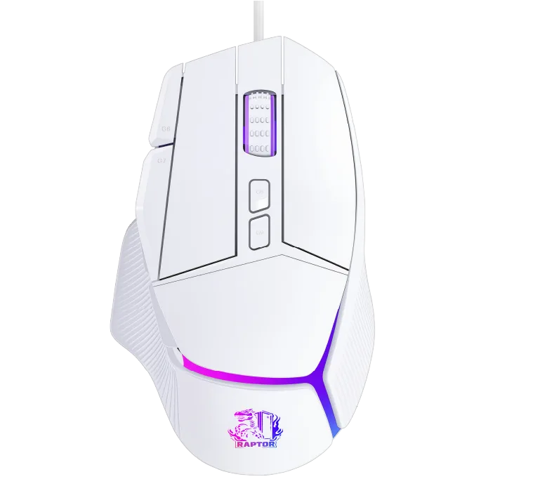 Mouse Gamer Raptor Storm Grip 9 Botones 8000dpi Retroiluminado White