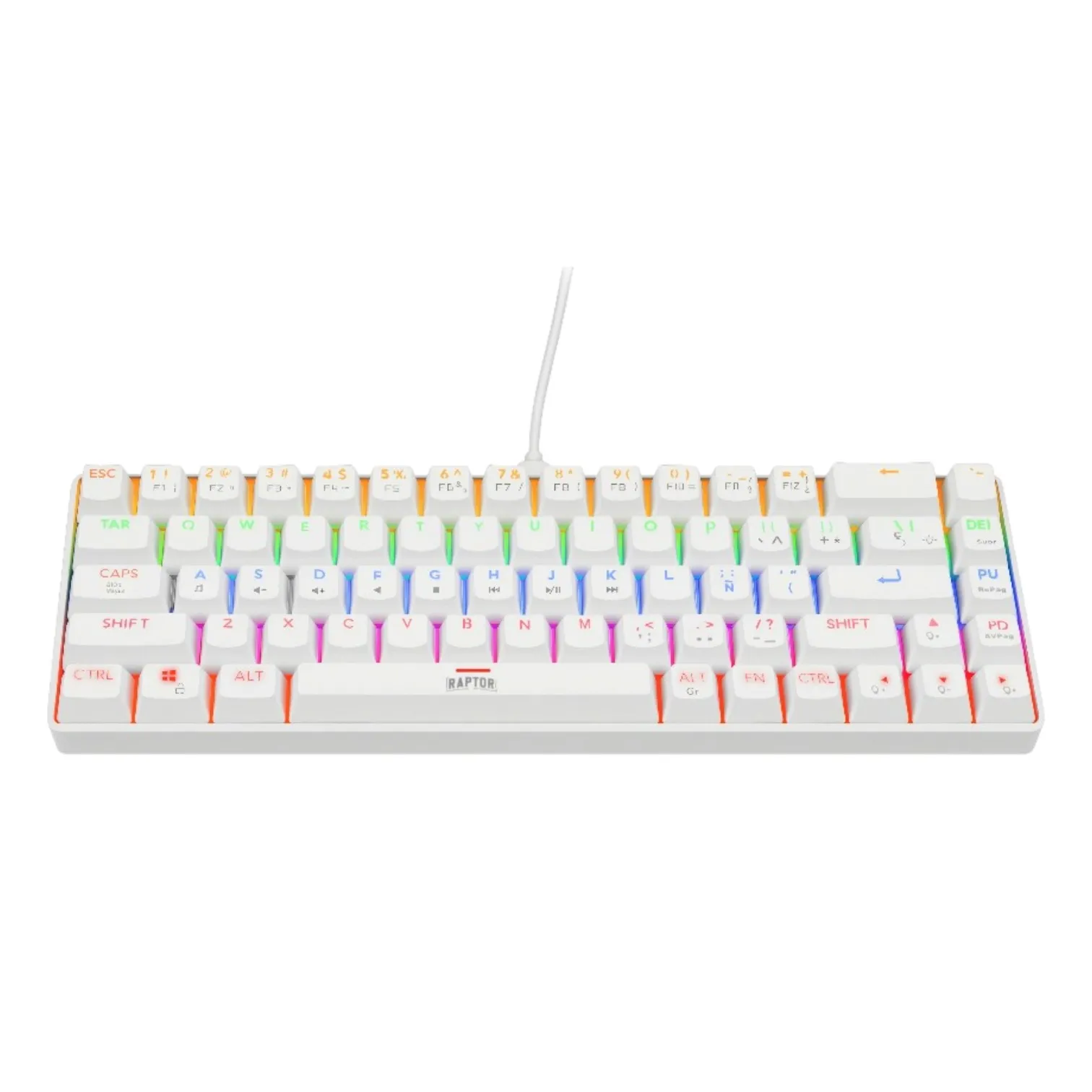 Teclado Gamer Raptor Fireclaw M68 Mecanico Retroiluminado Switch Red Outemu White