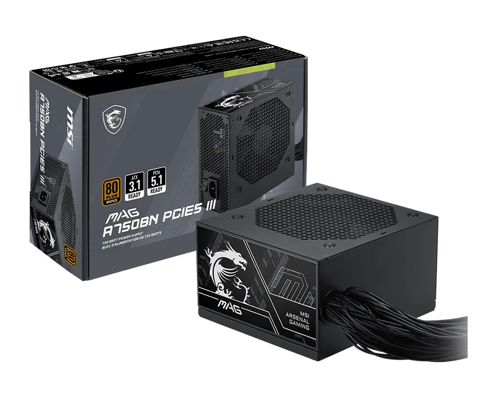 FUENTE MSI MAG A750BN 750W 80 PLUS BRONZE PCIE 5.1 - ATX 3.1