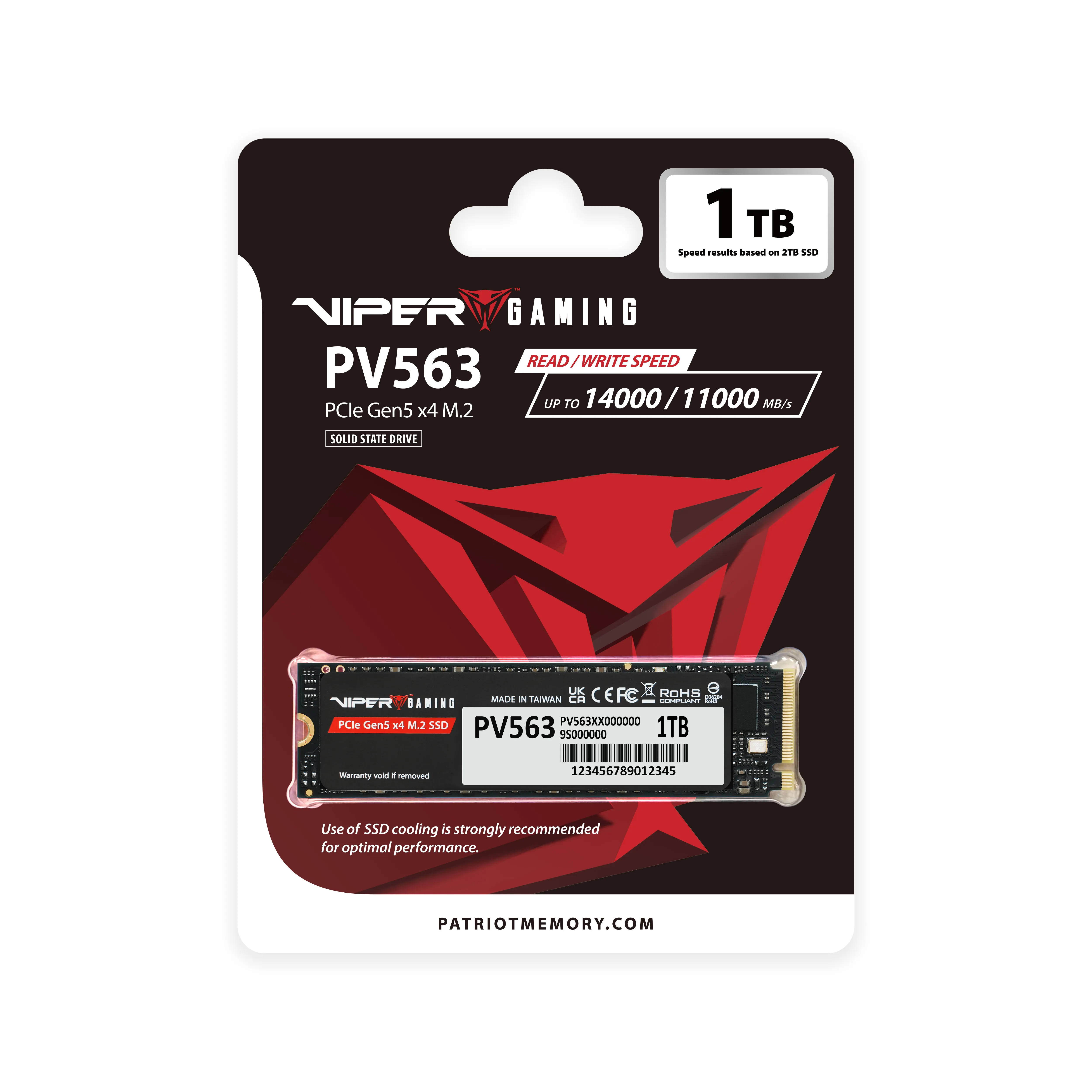 Disco Solido Patriot Pv563 Ssd 1tb Pcie Gen5 X4 M.2 2280 Hyperfast 14000mb-s