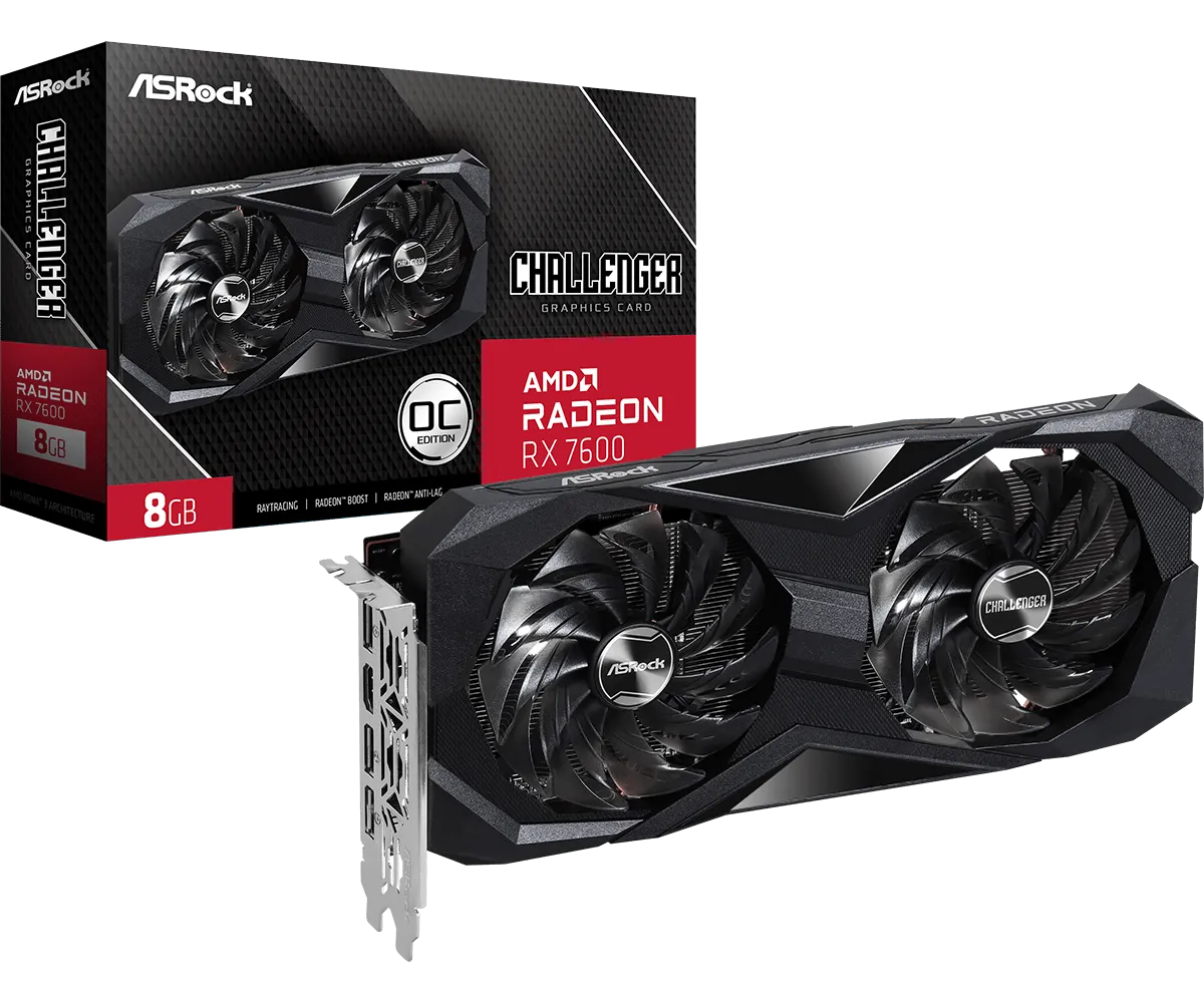 PLACA DE VIDEO ASROCK RX7600 CHALLENGER 8GB OC