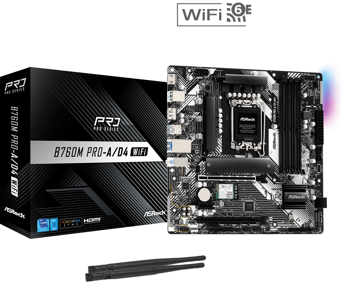 MOTHERBOARD ASROCK B760M PRO A-D4 WIFI