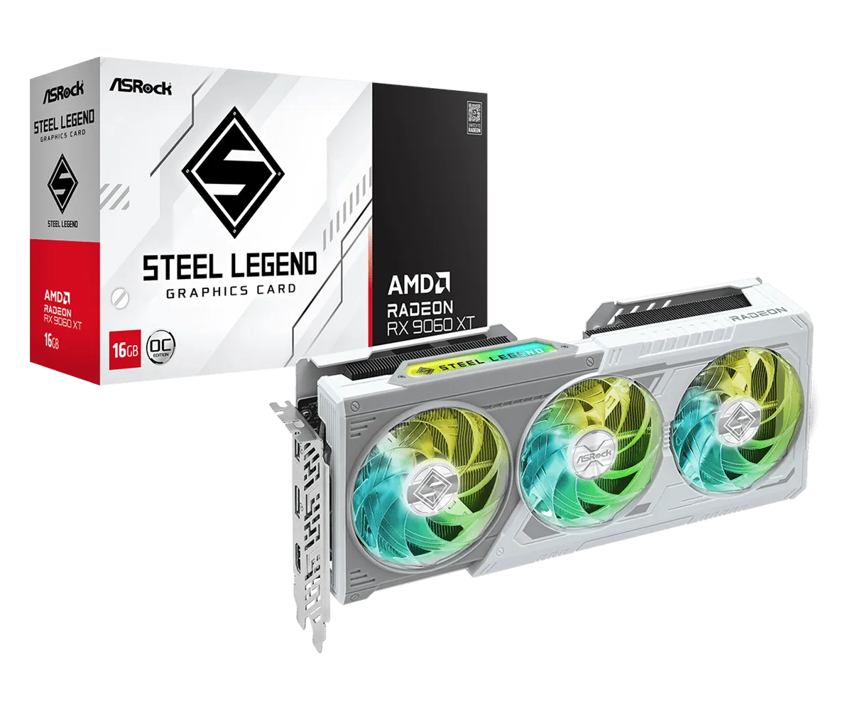 PLACA DE VIDEO ASROCK RX9060XT STEEL LEGEND 16GB OC