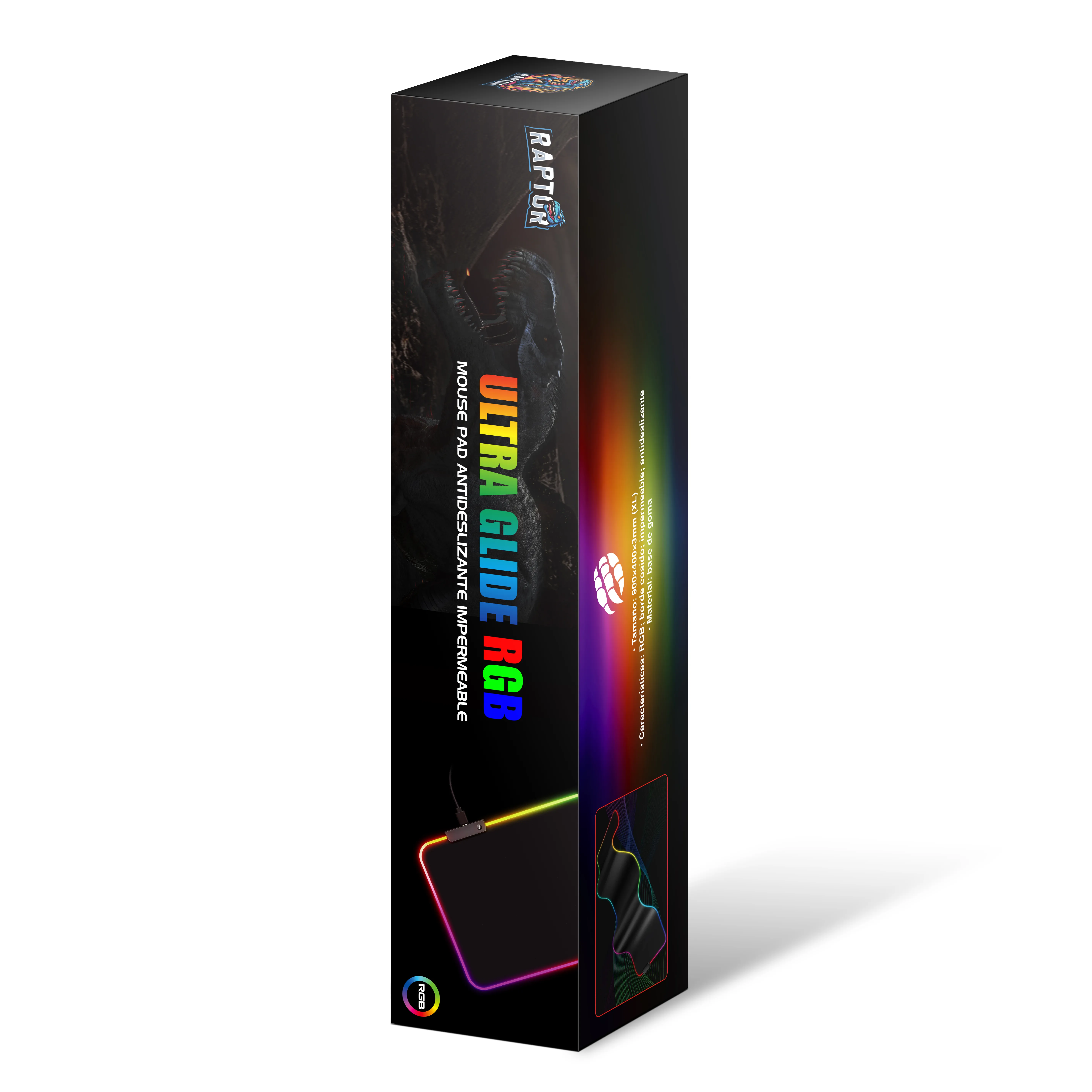 Mouse Pad Gamer Raptor Ultra Glide Rgb Antideslizante Impermeable Xl (900x400x3mm)