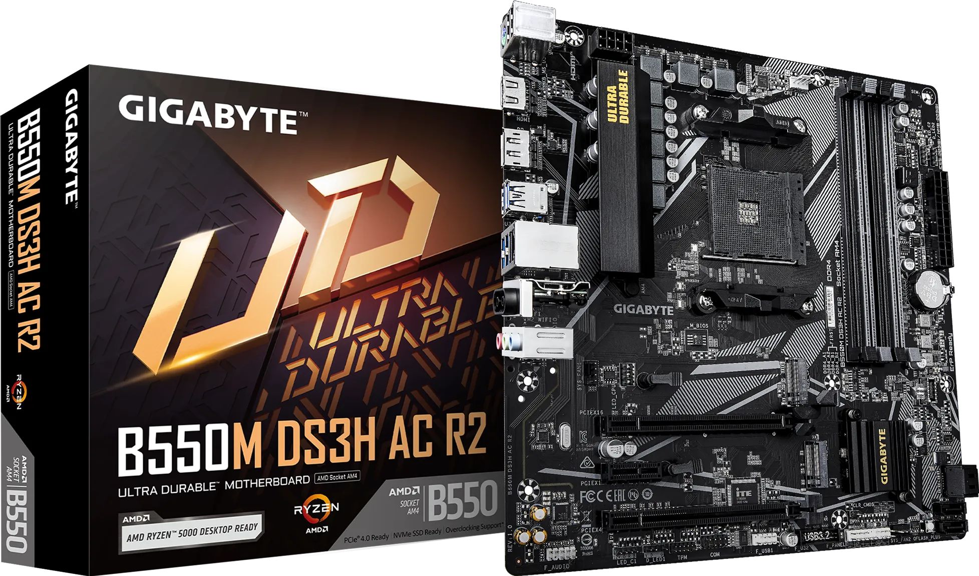 MOTHERBOARD GIGABYTE B550M DS3H AC R2 AM4-DDR4