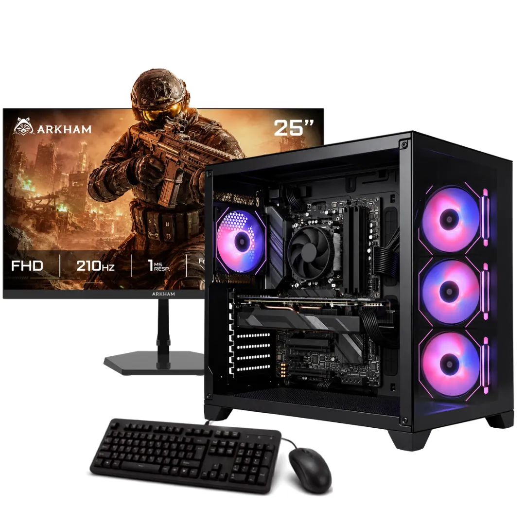 Noxi Gaming Pc Amd Ryzen 5 5500 | 16 Gb | 480gb | Rtx 3050 | Monitor Arkham 25